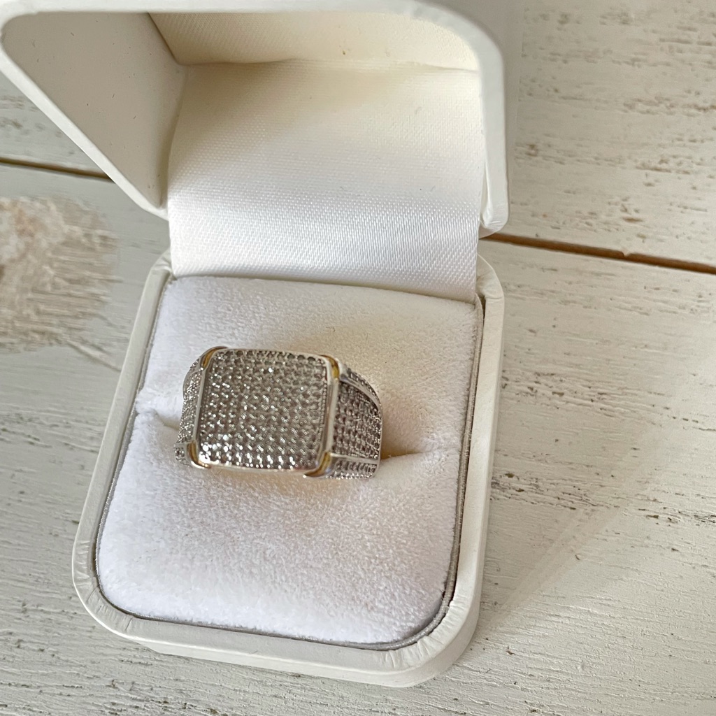 Silver Diamond Pave Ring